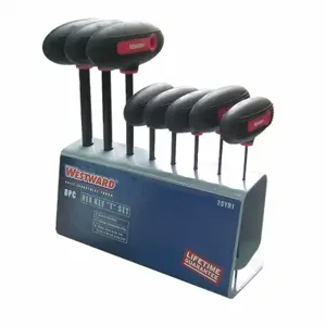 WESTWARD 2CYD1 Hex Key Set 5/64 - 3/8 Inch T-handle | AB9GBG