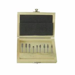 WESTWARD 2LYR4 Carbide Bur Set Double Cut 1/8 Inch 9 Pcs | AC2QCF