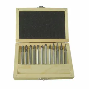 WESTWARD 2LYR6 Carbide Bur Set Double Cut 1/4 Inch 12 Pcs | AC2QCH