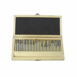 WESTWARD 2LYT1 Carbide Bur Set Double Cut 1/4 Inch 16 Pcs | AC2QCM