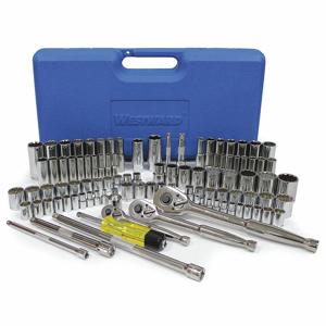 WESTWARD 33HD77 Socket Wrench Set, 1/4-3/8-1/2 Inch Drive Size, 99 Pieces, 6-Point, 12-Point | CJ3LYF