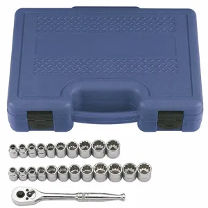 WESTWARD 33M312 Socket Wrench Set, 3/8 Inch Drive Size, 23 Pieces, 12-Point | CJ3LXX