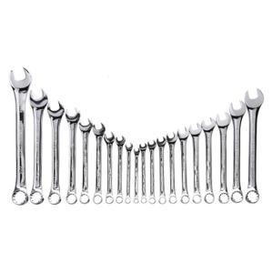WESTWARD 33M575 Combination Wrench Set, Alloy Steel, Chrome, 20 Tools, 15 Deg Head Offset Angle, Offset | CU9XFR