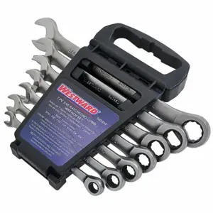 WESTWARD 34D938 Combination Wrench Set, Alloy Steel, Satin, 7 Tools | CU9ZQZ