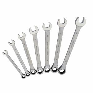 WESTWARD 34D939 Combination Wrench Set, Alloy Steel, Satin, 7 Tools, 8 mm to 18 mm Range of Head Sizes | CU9ZRA