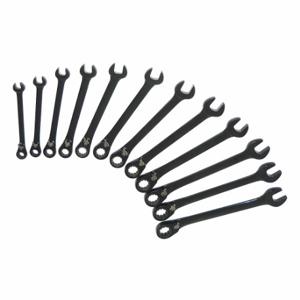 WESTWARD 34D993 Combination Wrench Set, Alloy Steel, Black Chrome, 12 Tools, Offset, Reversing, Tool Roll | CU9ZQK