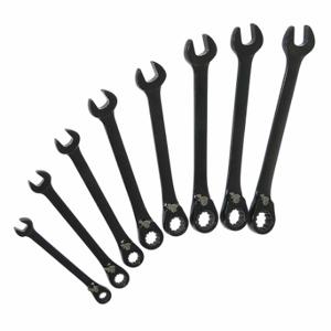 WESTWARD 34D994 Combination Wrench Set, Alloy Steel, Black Chrome, 8 Tools, Offset, Reversing, Tool Roll | CU9ZQL