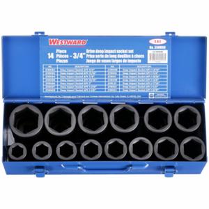 WESTWARD 35HU98 Impact Socket Set 3/4 inch 6 Pt Deep 14 pcs | AH4RAD