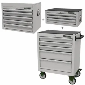 WESTWARD 361LM9 Rolling Cabinet Kit, Unfinished Gray, 29 7/8 in W x 18 1/8 in D x 65 5/8 in H | CV2AQG