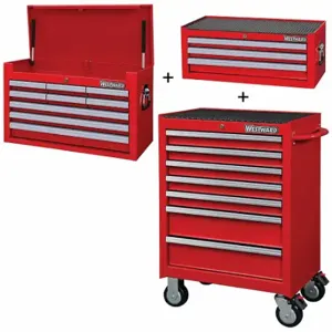 WESTWARD 361LN1 Rolling Cabinet Kit, Powder Coated Red, 26 3/4 in W x 18 in D x 66 1/2 in H | CV2AQF