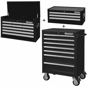 WESTWARD 361LN2 Rolling Cabinet Kit, Powder Coated Black, 26 3/4 in W x 18 in D x 66 1/2 in H | CV2AQL