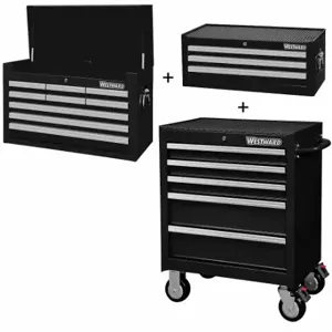 WESTWARD 361LN5 Rolling Cabinet Kit, Powder Coated Black, 26 3/4 in W x 18 in D x 60 25/64 in H | CV2APQ