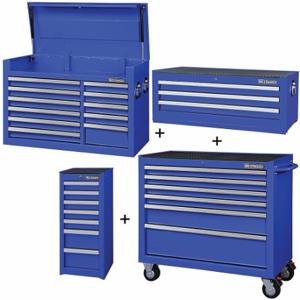 WESTWARD 361LN9 Rolling Cabinet Kit, Powder Coated Blue, 57 1/2 in W x 19 in D x 82 3/4 in H | CV2APV