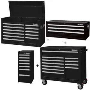 WESTWARD 361LP1 Rolling Cabinet Kit, Powder Coated Black, 57 1/2 in W x 19 in D x 82 3/4 in H | CV2AQK