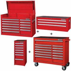 WESTWARD 361LP3 Rolling Cabinet Kit, Powder Coated Red, 57 1/2 in W x 19 in D x 82 3/4 in H, Ball Bearing | CV2APZ