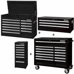 WESTWARD 361LP4 Rolling Cabinet Kit, Powder Coated Black, 57 1/2 in W x 19 in D x 82 3/4 in H | CV2APT