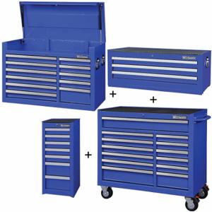 WESTWARD 361LP5 Rolling Cabinet Kit, Powder Coated Blue, 57 1/2 in W x 19 in D x 82 3/4 in H | CV2APW