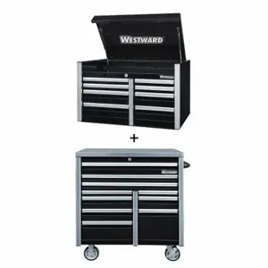 WESTWARD 361LP7 Rolling Cabinet Kit, Powder Coated Black, 42 in W x 25 3/4 in D x 73 1/2 in H | CV2APP