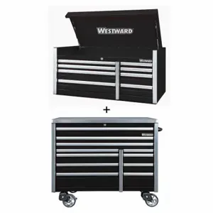 WESTWARD 361LP9 Rolling Cabinet Kit, Powder Coated Black, 54 in W x 25 3/4 in D x 73 1/2 in H | CV2APR