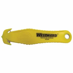 WESTWARD 39CE84 Safety Cutter, 5 3/8 Inch Length, Contoured Handle, Plain, Stainless Steel, Yellow, 10 PK | CU9XLG