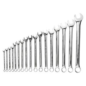 WESTWARD 3XU46 Combination Wrench Set, Alloy Steel, Chrome, 17 Tools, 7 mm to 27 mm Range of Head Sizes | CU9XFQ