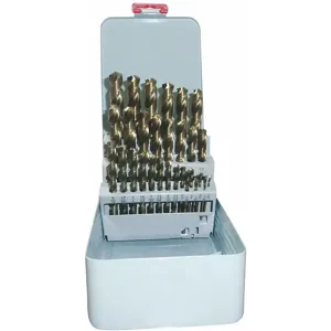 WESTWARD 401J95 Jobber Drill Bit Set, Cobalt Steel, Straw/Bronze, 29 Pieces | CD3FVL