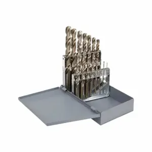 WESTWARD 401J96 Jobber Drill Bit Set, 1/16 Inch Smallest Drill Bit Size, 1/2 Inch Largest Drill Bit Size | CU9XZP