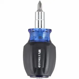 WESTWARD 401L12 Multi-Bit Screwdriver, #1/1/4 In/#2/5/16 In/St3/16 In/St9/32 Inch Tip Size, 6 Tips | CU9YBK