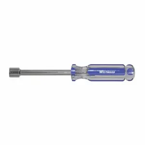 WESTWARD 401L23 Solid Round Shank Nut Driver, 3/8 Inch Tip, 1 Inch Bolt Clearance, 3 Inch Shank | CH6JRN