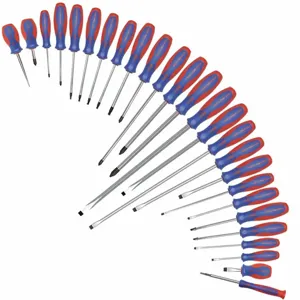 WESTWARD 401L81 Screwdriver Set, Cabinet Tip, Phillips, Slotted, Square Recess, 26 pieces | CD2MNR