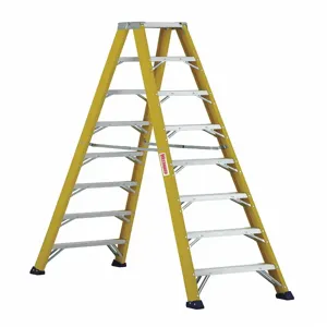 WESTWARD 44YY16 Twin Stepladder, 8 Ft. Length, 375 Lbs. Load Capacity, Fiberglass | CH6JWZ