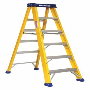 WESTWARD 44YY48 Fiberglass Stepladder, 6 Ft. Length, 375 Lbs. Load Capacity | CH6JXD