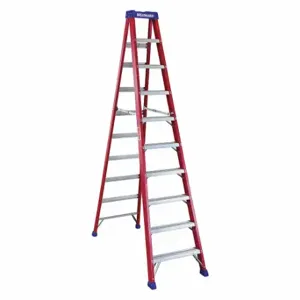 WESTWARD 44YY61 Stepladder, 10 ft Lengthadder Height, 9 Steps, 300 lb, 64 3/4 Inch Size Base Spread | CV2ANY