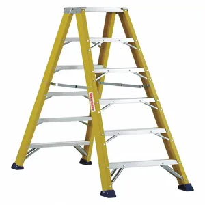 WESTWARD 44YY68 Twin Stepladder, 6 Ft. Length, 375 Lbs. Load Capacity, Fiberglass | CH6JXL