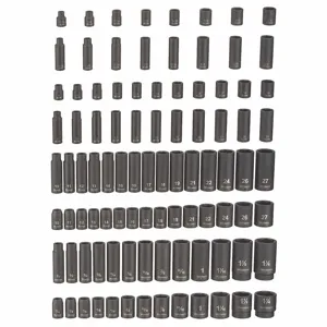 WESTWARD 45KG81 Impact Socket Set, 3/8 And 1/2 Inch Drive Size, 94 Pieces, 6-Point | CJ2PFW