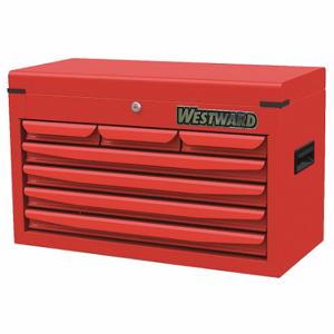 WESTWARD 48RJ71 Top Chest, PoWidther Coated Red, 26 Inch W x 12 1/8 Inch D x 16 Inch H, Red, 7 Drawers | CV2ATN