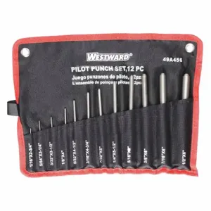 WESTWARD 49A456 Pilot Punch Set Alloy Steel 12 Pc | AD6RBD