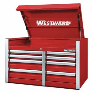 WESTWARD 49NR84 Oberkommode, PoWidther-beschichtet, Rot, 42 Zoll B x 25 3/4 Zoll T x 24 3/4 Zoll H, Rot, 8 Schubladen | CV2ATP