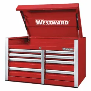 WESTWARD 49NR84 Top Chest, PoWidther Coated Red, 42 Inch W x 25 3/4 Inch D x 24 3/4 Inch H, Red, 8 Drawers | CV2ATP