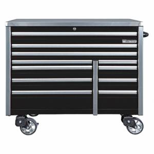 WESTWARD 49NR91 Rolling Tool Cabinet, Matte Black, 54 in W x 25 45/64 in D x 48 3/4 in H, 11 Drawers | CU9ZXU