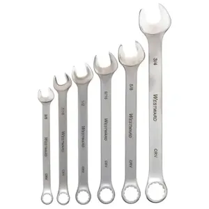 WESTWARD 4JMC6 Combination Wrench Set, Alloy Steel, Satin, 6 Tools | CU9XFZ