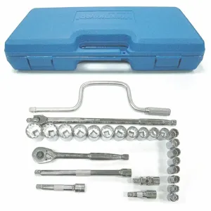 WESTWARD 4LXA6 Socket Wrench Set, 1/2 Inch Drive Size, 26 Pieces, 3/8 to 1 1/4 Inch Size Range | CJ3LXT