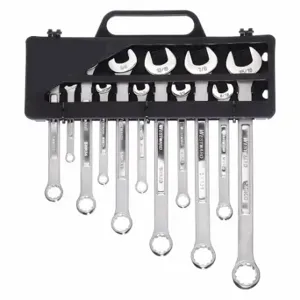 WESTWARD 4PL86 Combination Wrench Set, Alloy Steel, Chrome, 11 Tools, 15 Deg Head Offset Angle, Offset | CU9XFK