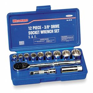 WESTWARD 4PL88 Socket Wrench Set, 3/8 Inch To 7/8 Inch Socket Range, 3/8 Inch Drive, Drive Type Hand | CH6KDF