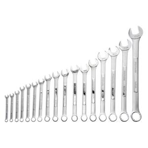 WESTWARD 4PL91 Combination Wrench Set, Alloy Steel, Satin, 17 Tools, 7 mm to 27 mm Range of Head Sizes | CU9XFY