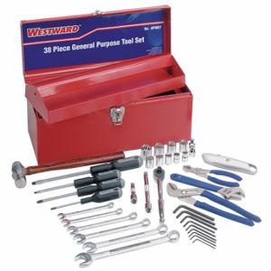 WESTWARD 4PM07 Master Tool Set, 37 Total Pcs, SAE, 3/8 Inch Socket Drive Size, Tool Box | CU9YAM