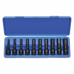 WESTWARD 4PRH1 Impact Socket Bit Set, 1/2 Inch Drive Size, 10 Pieces | CJ2PFG