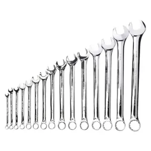 WESTWARD 4VAV9 Combination Wrench Set, Alloy Steel, Chrome, 15 Tools, 15 Deg Head Offset Angle, Offset | CU9XFP