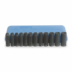 WESTWARD 4YP61 Impact Socket Set, 3/8 Inch Drive Size, 12 Pieces, 8 To 19mm Socket Size, 6-Point | CJ2PFV