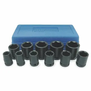 WESTWARD 4YP63 Impact Socket Set, 1/2 Inch Drive Size, 11 Pieces, 1/2 To 1 1/8 Inch Socket Size | CJ2PFU